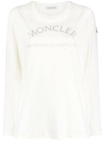 Glitter Logo Long Sleeve T-Shirt White - MONCLER - BALAAN 1