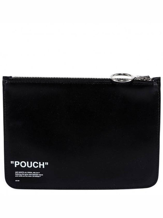 Leather lettering detail pouch black OMNF010E - OFF WHITE - BALAAN 2
