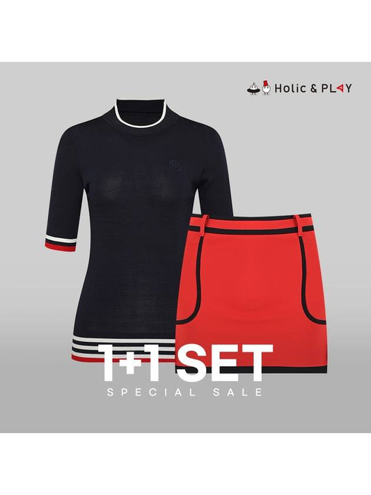 SET Women s Striped High Neck Sweater Uveil Culottes - HOLIC&PLAY - BALAAN 1