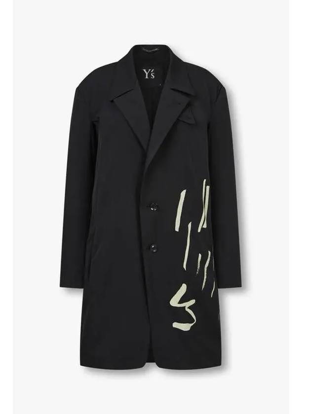 Yohji Yamamoto Y s Painting Print Long Single Jacket Black - YOHJI YAMAMOTO - BALAAN 1