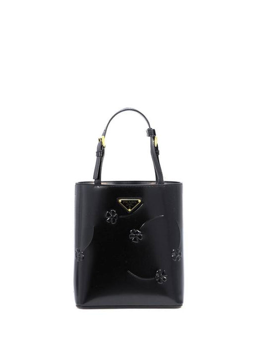 Brushed Leather Tote Bag Nero - PRADA - BALAAN 1