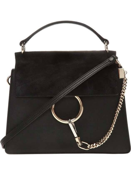 Fay Leather Suede Shoulder Bag Black - CHLOE - BALAAN 1
