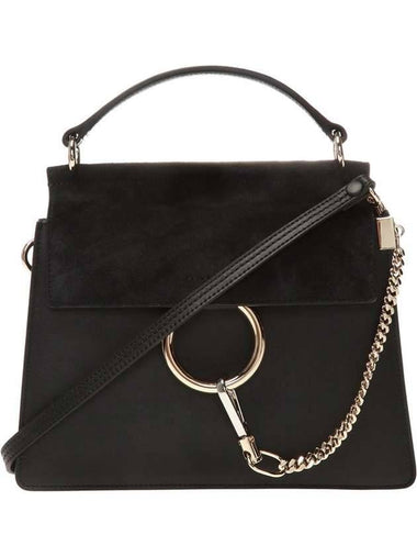 Faye Leather Suede Shoulder Bag Black - CHLOE - BALAAN 1