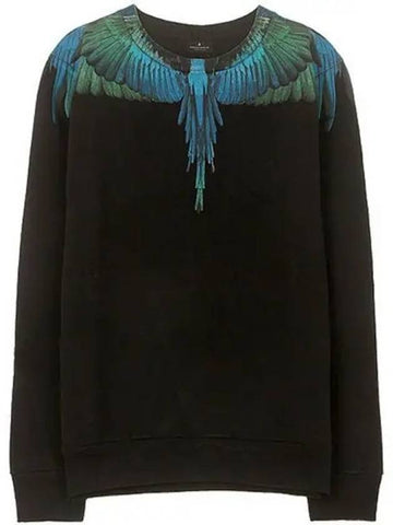 CMBA009F195060061088 Blue Wing Crew Neck Sweatshirt Black Multicolor Men s TR 270464 - MARCELO BURLON - BALAAN 1