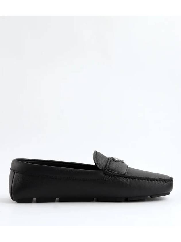 Triangle Logo Leather Driving Shoes Black - PRADA - BALAAN 6