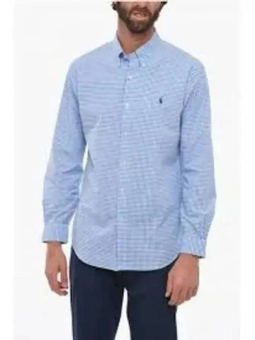 30 points custom fit poplin shirt blue check - POLO RALPH LAUREN - BALAAN 1