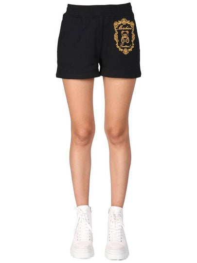 Women's Teddy Bear Embroidery Shorts Black - MOSCHINO - BALAAN 2