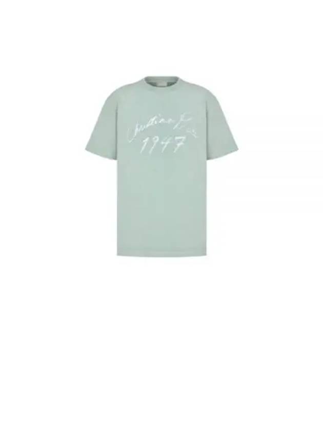 Handwriting Logo Short Sleeve T-Shirt Blue - DIOR - BALAAN 2