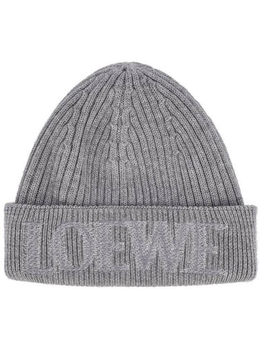 Logo Wool Beanie Grey - LOEWE - BALAAN 1