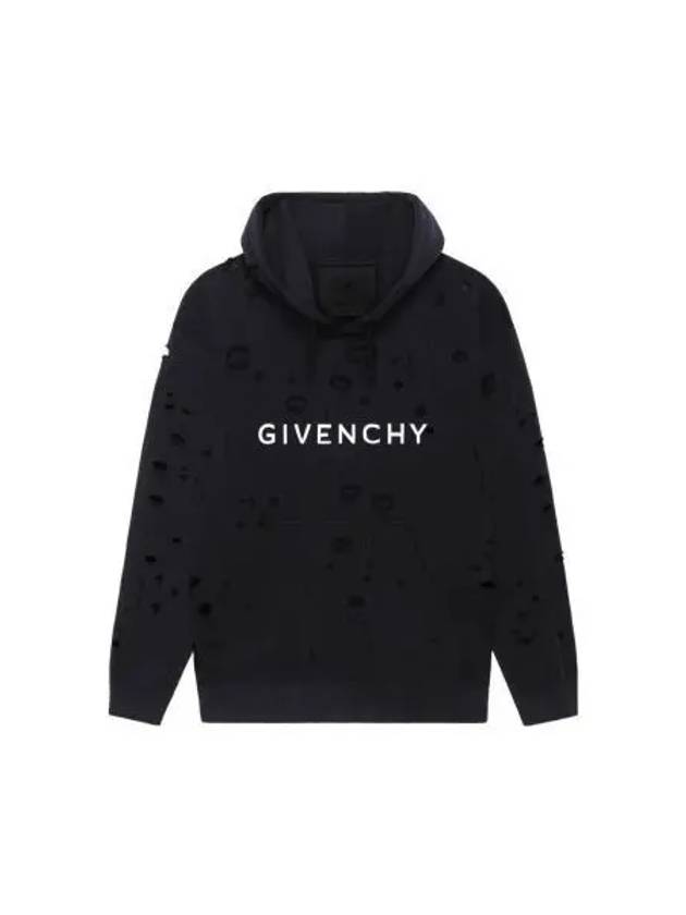 Classic Fit Hole Hoodie Black - GIVENCHY - BALAAN 2