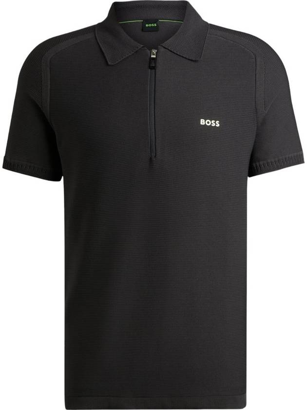 Jayno Zipper Neck PK Shirt Charcoal - HUGO BOSS - BALAAN 2