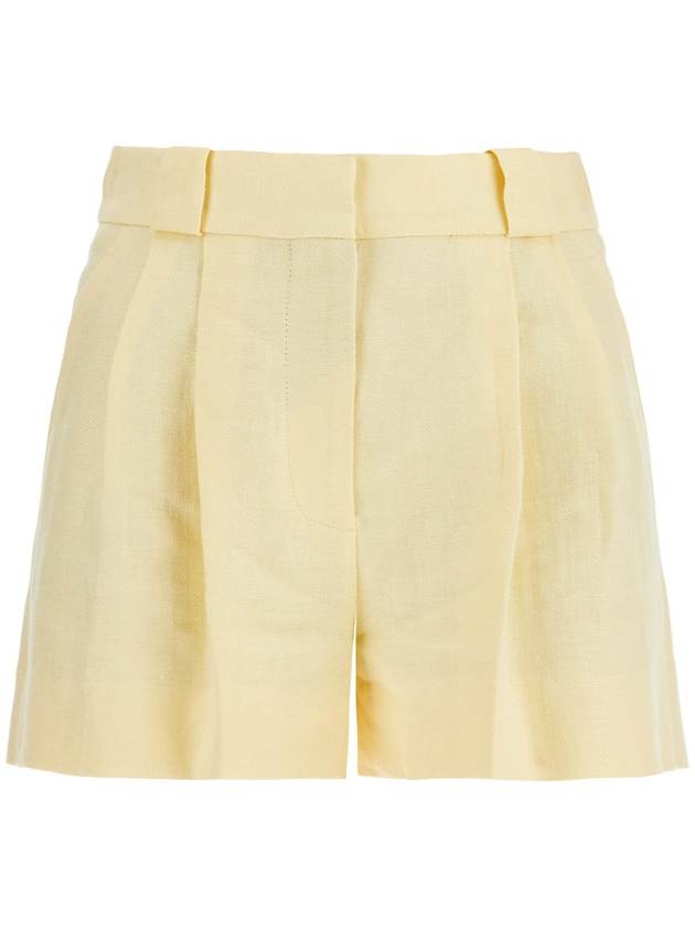 light yellow high-waisted linen shorts - BLAZE MILANO - BALAAN 1