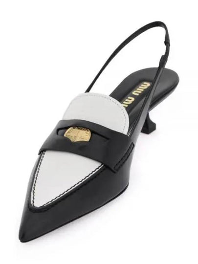 Leather Penny Slingback Heels Black - MIU MIU - BALAAN 2