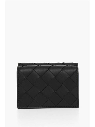 Tiny Tri-Fold Half Wallet Black - BOTTEGA VENETA - BALAAN 1