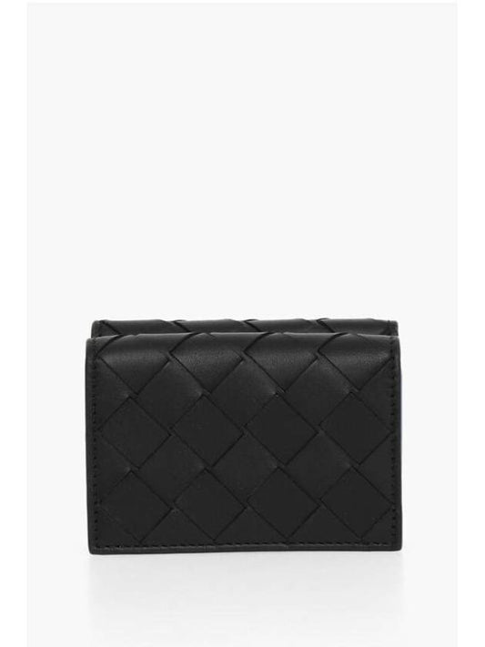 Tiny Tri-Fold Half Wallet Black - BOTTEGA VENETA - BALAAN 1