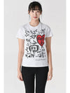 Women's Scribble Short Sleeve T-Shirt White - ALEXANDER MCQUEEN - BALAAN 3