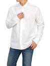 Heart Logo Tonal Cotton Poplin Long Sleeve Shirt White - AMI - BALAAN 6