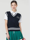 Buklwappen Cable Knit Vest NAVY - MONBIRDIE GOLF - BALAAN 7