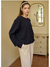 Women's Elated Wool Semi Crop Knit Navy - MICANE - BALAAN 5