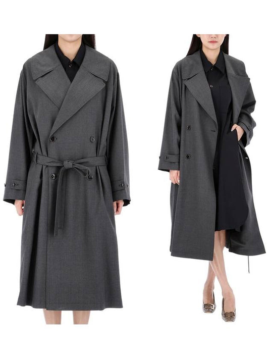 Women's Double Breasted Trench Coat Almond Milk - LEMAIRE - BALAAN 2