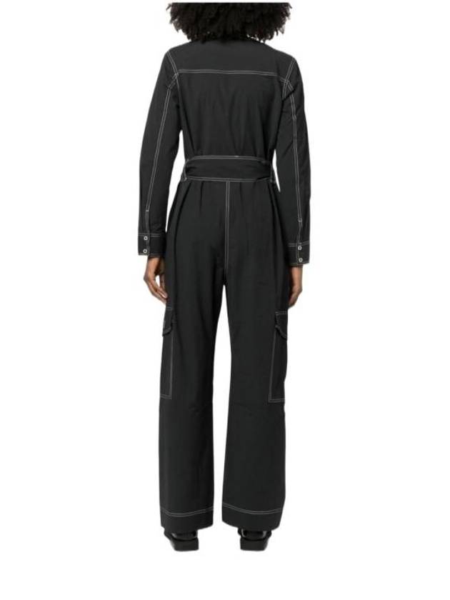 Stitch Detail Belted Jumpsuit Black - GANNI - BALAAN 5