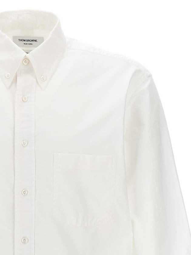 Men's Logo Patch Classic Cotton Long-Sleeve Shirt White - THOM BROWNE - BALAAN 4