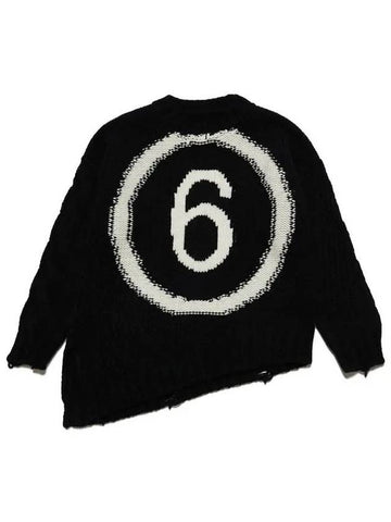 MM6 Margiela Kids 6 Logo Wool Sweater Black - MAISON MARGIELA - BALAAN 1