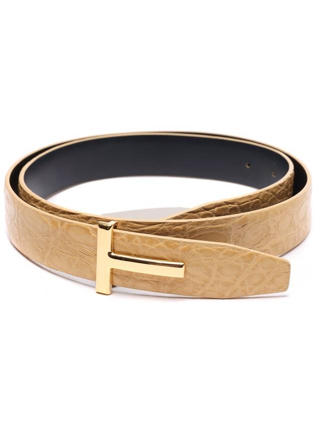 Men's T Logo Crocodile Belt - TOM FORD - BALAAN 3