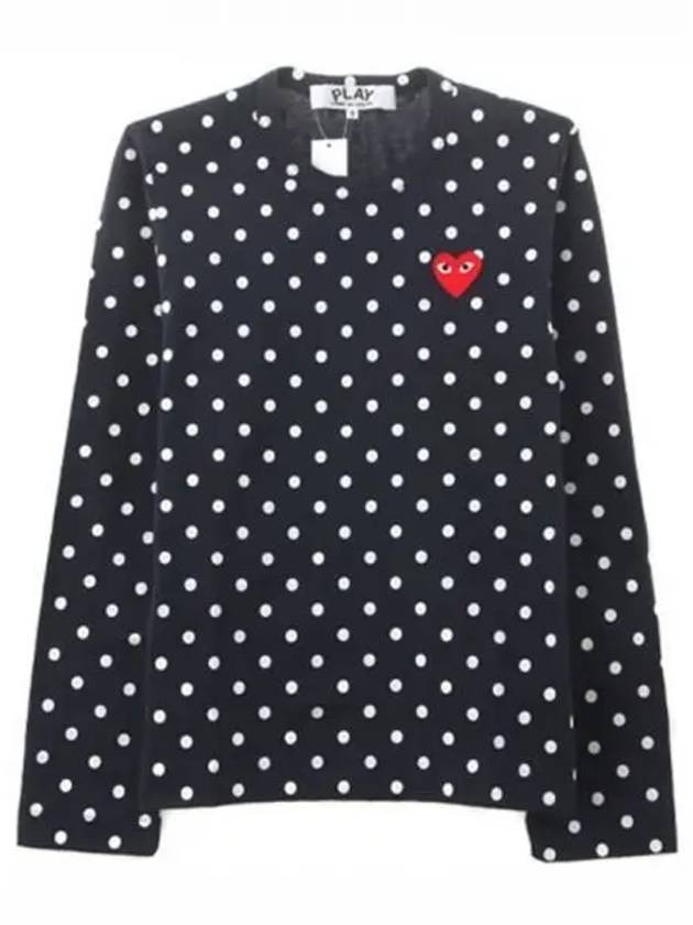 AZ T165 051 2 Dot pattern red wappen long sleeve T shirt navy women s TTA 271920 - COMME DES GARCONS - BALAAN 1