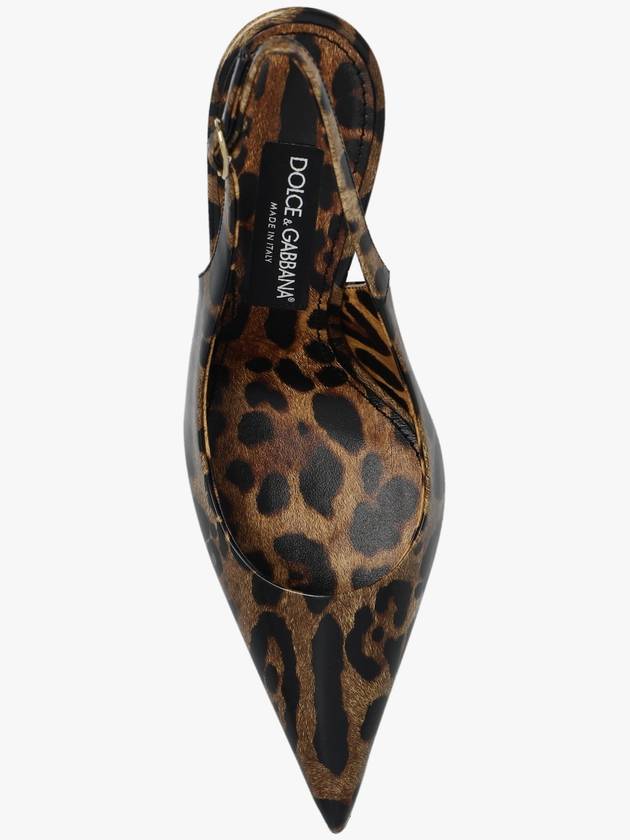 Leopard Print Polished Calfskin Slingback Heel Brown - DOLCE&GABBANA - BALAAN 7