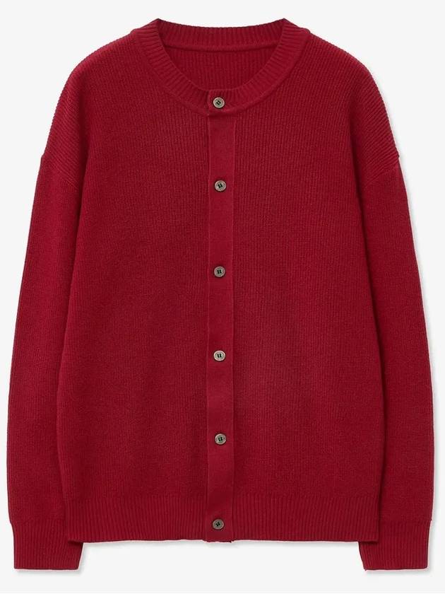 Soft round neck knit cardigan deep red - BLONDNINE - BALAAN 5