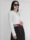 Red String Belted Pleated Long Dress White Black - PRETONE - BALAAN 4