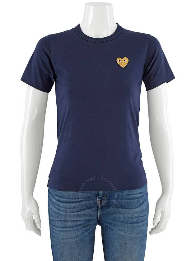 Gold Heart Wappen Short Sleeve T-Shirt Navy - COMME DES GARCONS - BALAAN 2