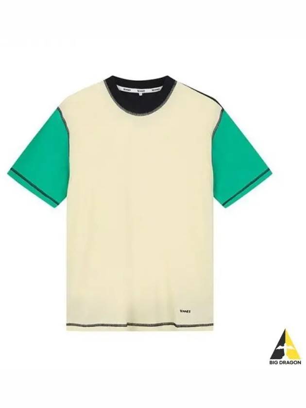 Color block short sleeve t shirt beige green CRTWXJER004 COT002 - SUNNEI - BALAAN 1