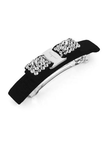 Women's Vara Bow Crystal Hair Clip Black - SALVATORE FERRAGAMO - BALAAN 1