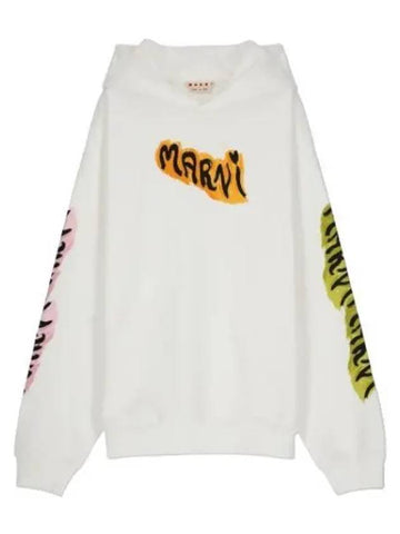 Graffiti logo printed hooded cream t shirt hoodie - MARNI - BALAAN 1