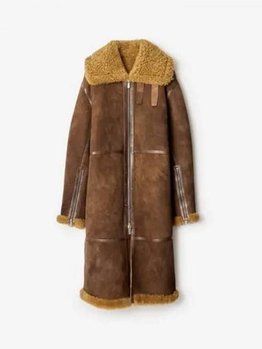 Shearling Ring Coat Moss 314684 - BURBERRY - BALAAN 1