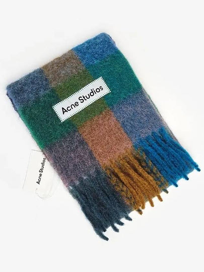 Check Mohair Muffler Turquoise Camel Blue - ACNE STUDIOS - BALAAN 2