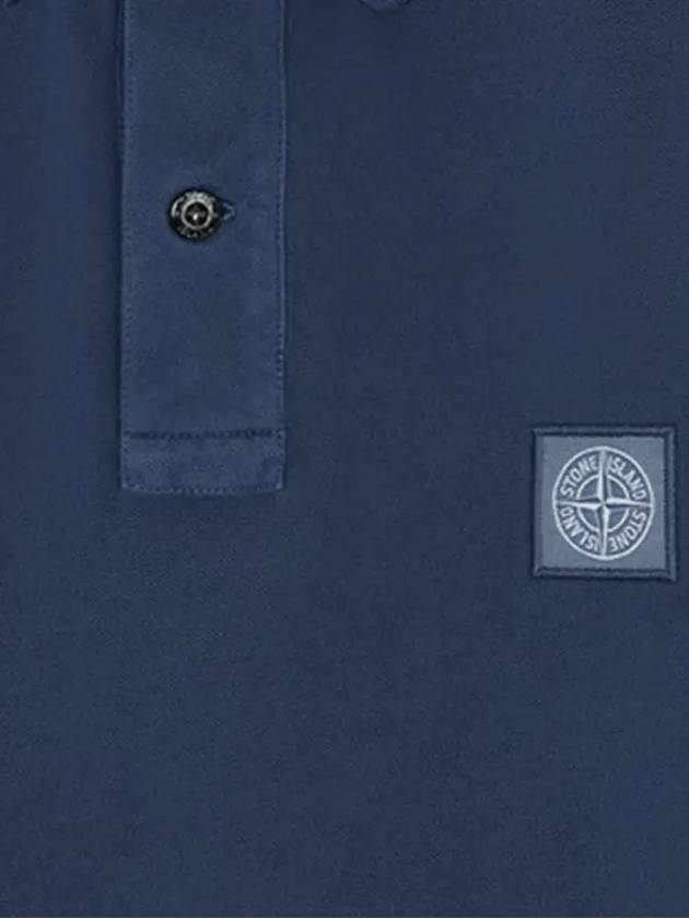 Men's Logo Patch Cotton Short Sleeve Polo Shirt Dark Blue - STONE ISLAND - BALAAN 5