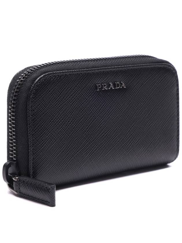 Saffiano Metal Logo Zipper Key Case Black - PRADA - BALAAN.