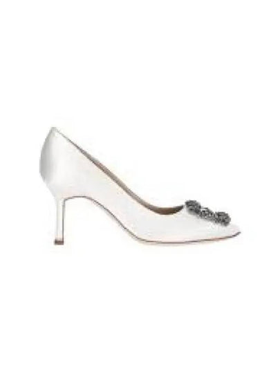 Hangisi 70 Satin Jewel Buckle Pumps White - MANOLO BLAHNIK - BALAAN 2