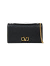 V logo signature chain wallet cross bag black - VALENTINO - BALAAN 1