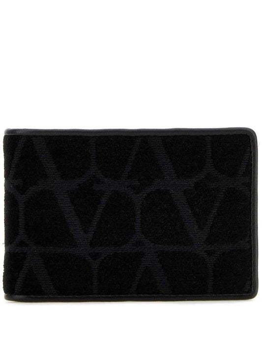 Toile Iconographe Small Fabric Half Wallet Black - VALENTINO - BALAAN 1