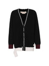 Distressed Wool Knit Cardigan Black - MARNI - BALAAN 1