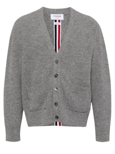 Brushed Effect Virgin Wool Cardigan Grey - THOM BROWNE - BALAAN 2