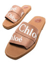 Logo Woody Flat Mule Slippers Pink - CHLOE - BALAAN.