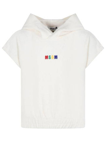 MSGM Girls Junior Logo Embroidered Hooded Pullover MS029337 013 IVORY BPG - MSGM - BALAAN 1