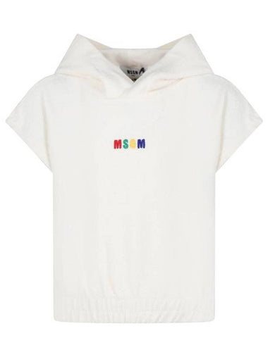 MSGM Girls Junior Logo Embroidered Hooded Pullover MS029337 013 IVORY BPG - MSGM - BALAAN 1