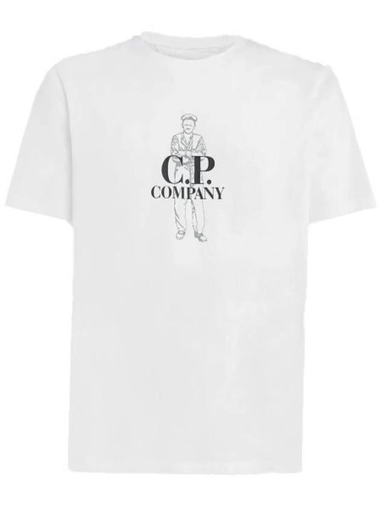 Logo Print Short Sleeve T-Shirt White - CP COMPANY - BALAAN 2