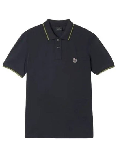 Zebra Patch Regular Fit Short Sleeve Polo Shirt Navy - PAUL SMITH - BALAAN 2